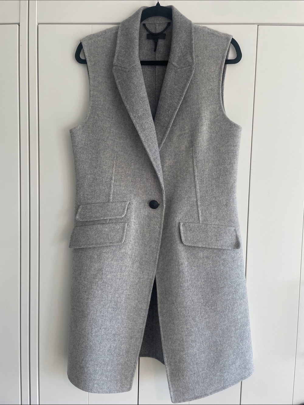 rag & bone Light Gray Sleeveless Wool-Blend Long Vest sz 10
